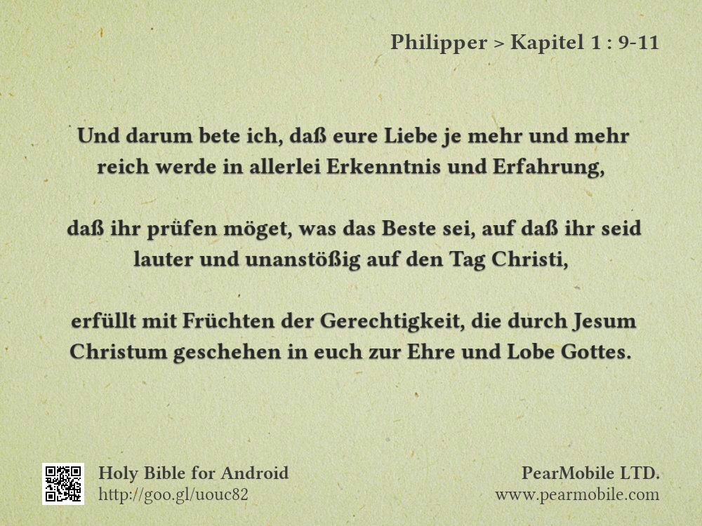 Philipper, Kapitel 1:9-11